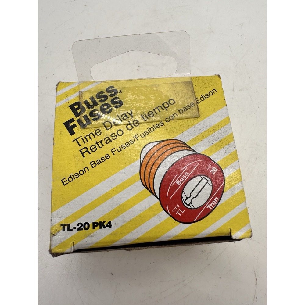 Bussmann TL-20 Time Delay Plug Fuses 20 Amp Edison Base 4‎ Pack NOS
